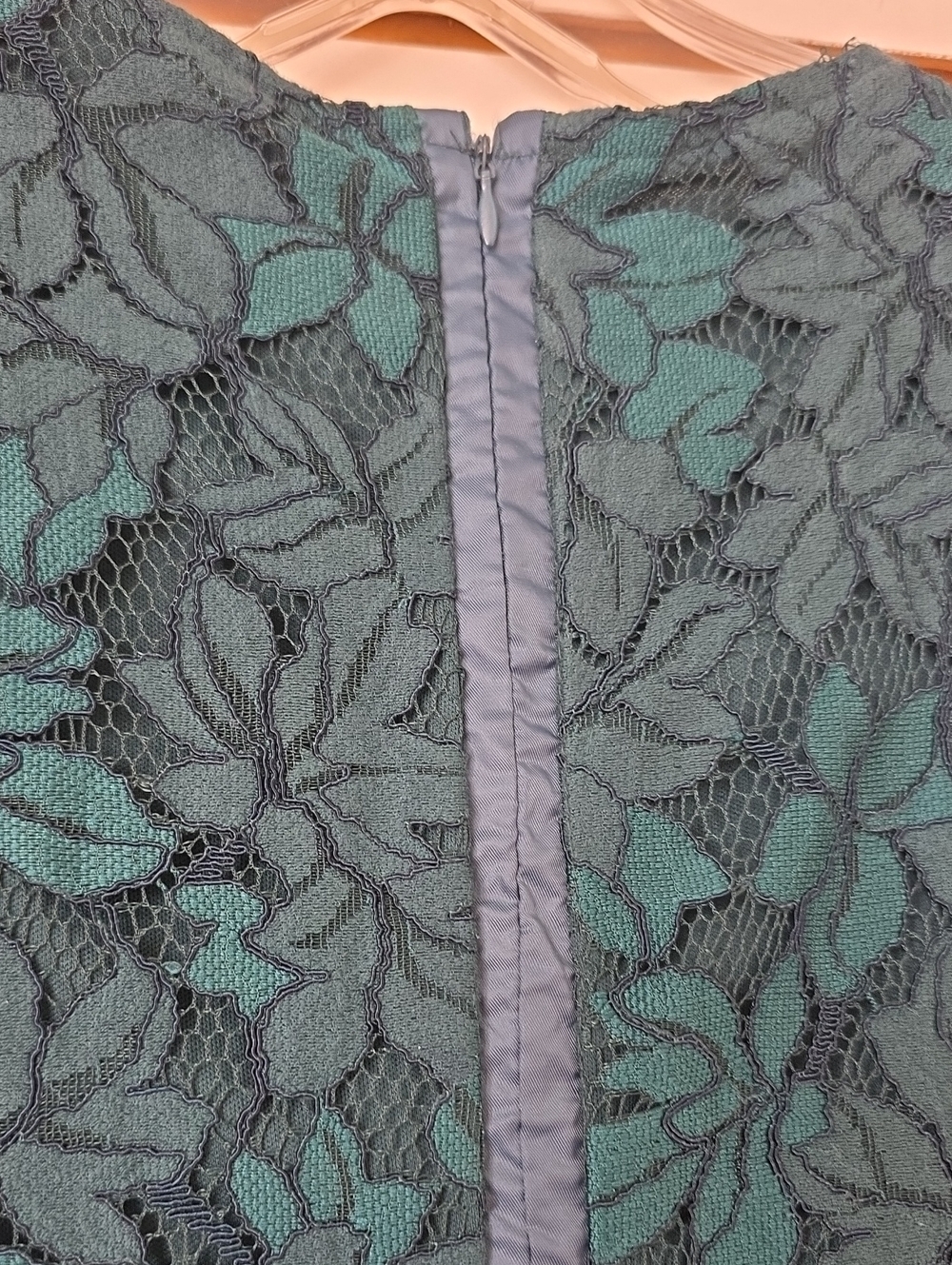 Teal Floral Lace Fit-and-Flare Dress - Picture 6 of 7